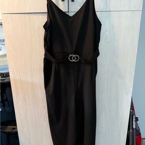 Ricki's Black Jumpsuit with Gold Belt Detail